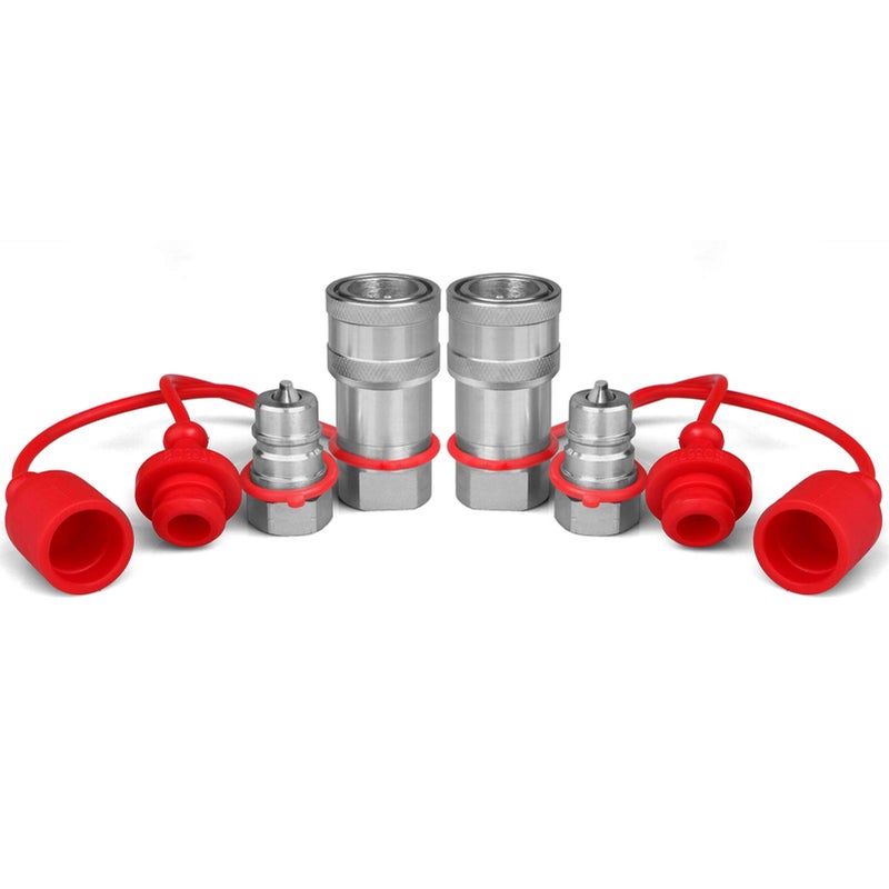OKBA 1/4 "" NPT ISO 7241-B قارنات توصيل هيدروليكية سريعة / وصلات مع أغطية غبار 1/4 حجم الجسم + 1/4 NPT صمام القفاز الخيطي - Image 1